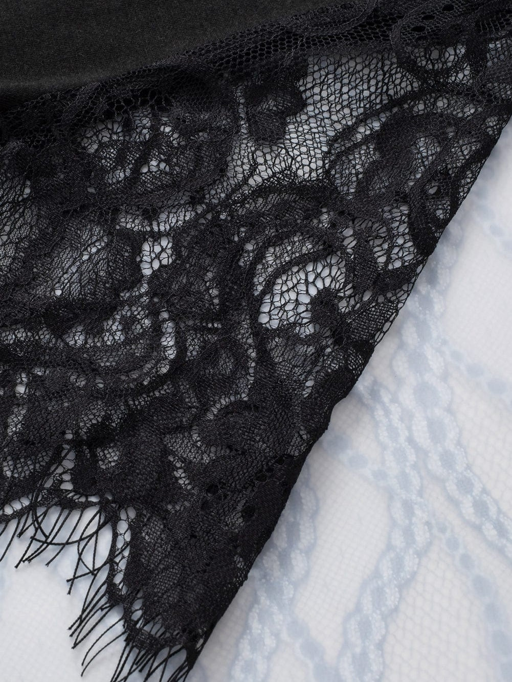 Elegant Black Lace Sleeve V Neck Babydoll Top