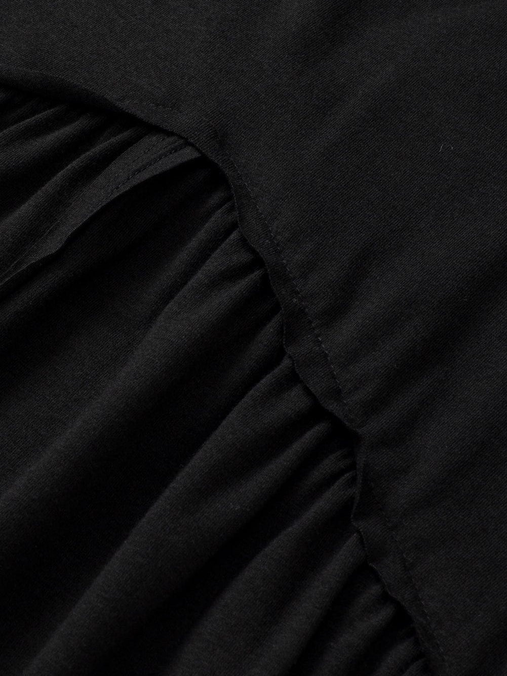 Elegant Black Lace Sleeve V Neck Babydoll Top