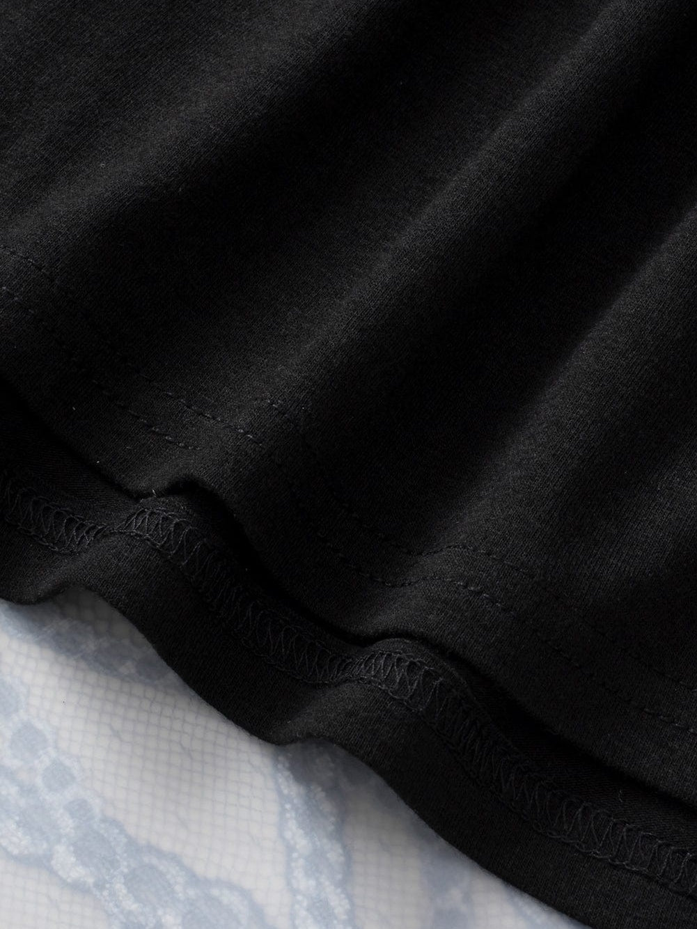 Elegant Black Lace Sleeve V Neck Babydoll Top