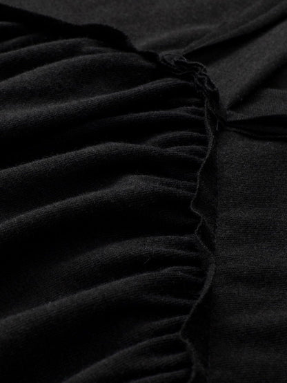 Elegant Black Lace Sleeve V Neck Babydoll Top