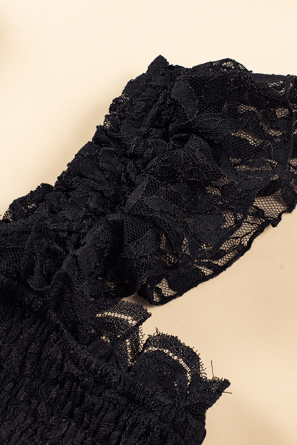 Elegant Black Lace Tiered Midi Dress