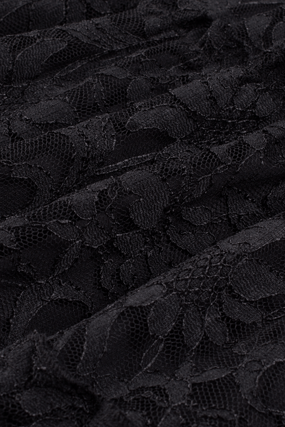 Elegant Black Lace Tiered Midi Dress