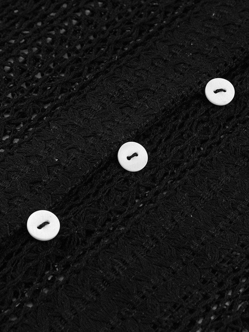 Elegant Black Lace V-Neck Button Up Blouse