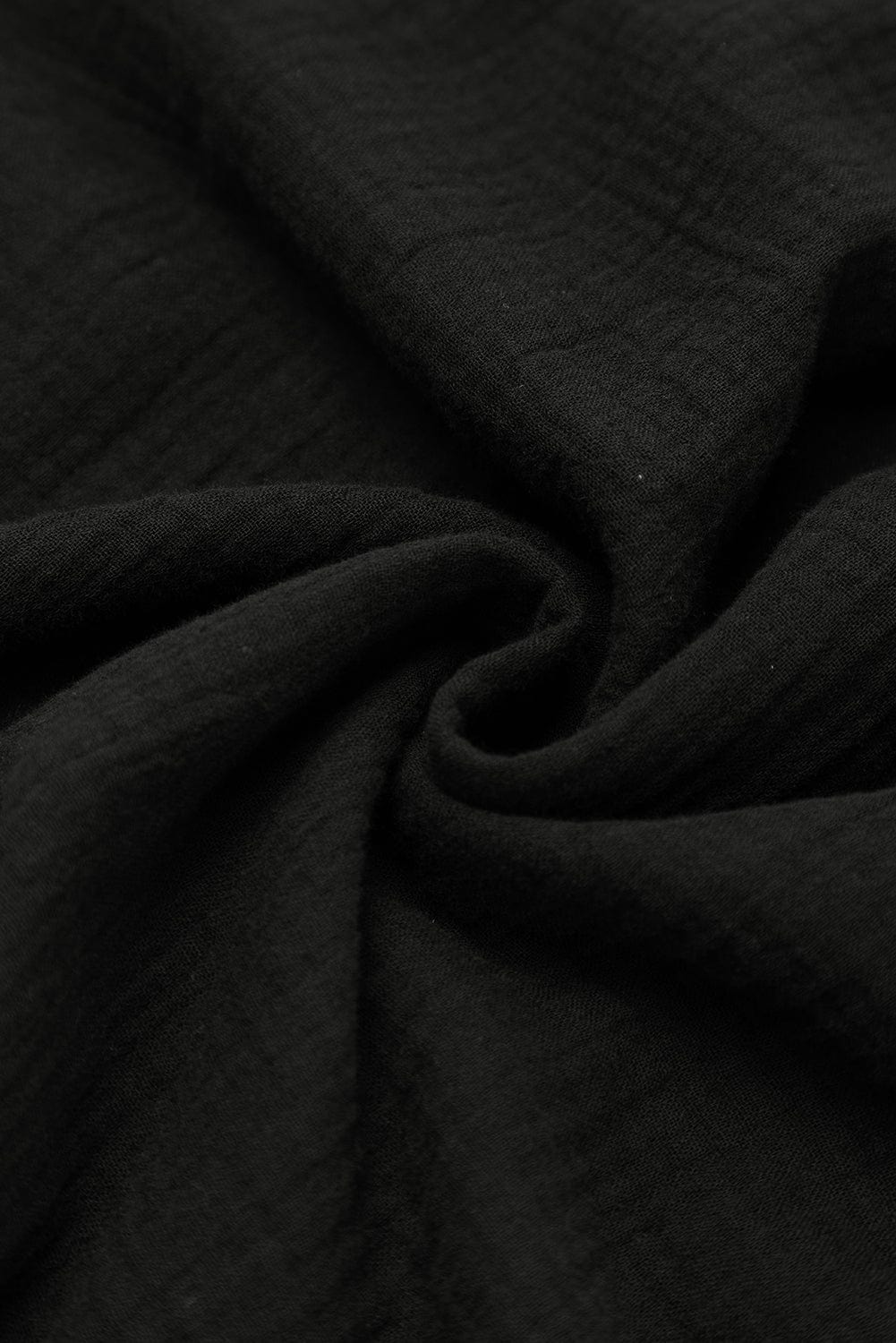 Elegant Black Lace V Neck Mini Dress with Folded Sleeves