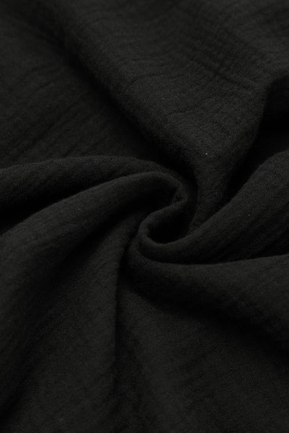 Elegant Black Lace V Neck Mini Dress with Folded Sleeves