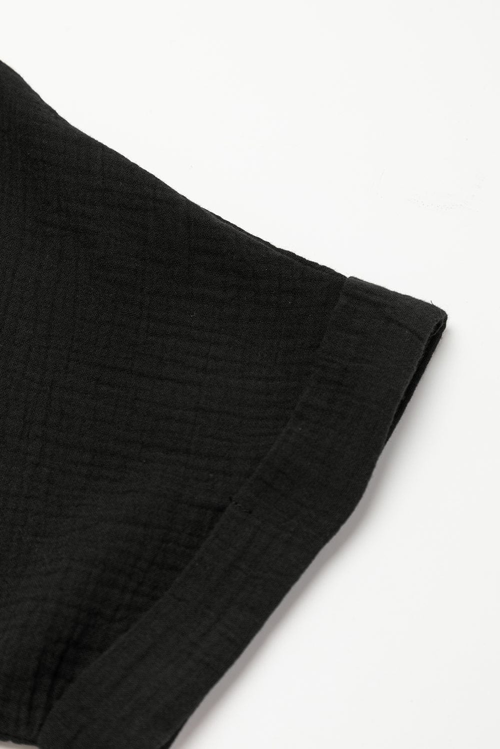 Elegant Black Lace V Neck Mini Dress with Folded Sleeves