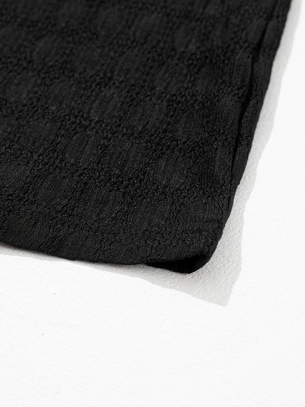 Elegant Black Lattice Textured Sleeveless Top