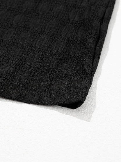 Elegant Black Lattice Textured Sleeveless Top