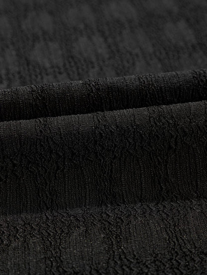 Elegant Black Lattice Textured Sleeveless Top