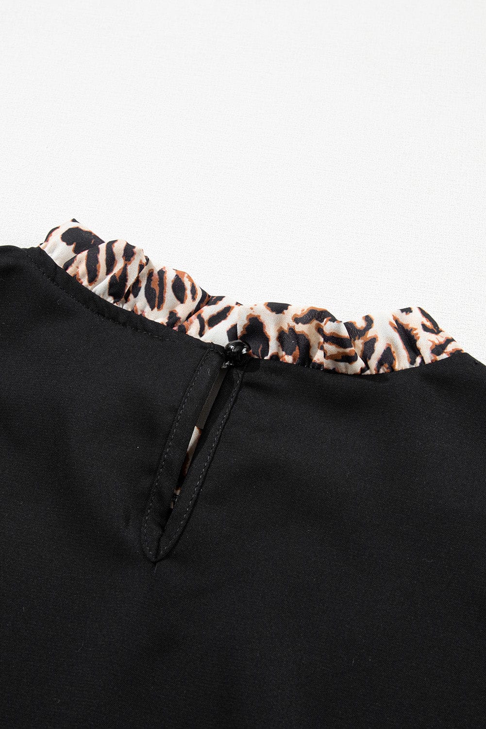 Elegant Black Leopard Print Lantern Sleeve Top
