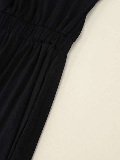 Elegant Black Long Sleeve Dress with Button Detail