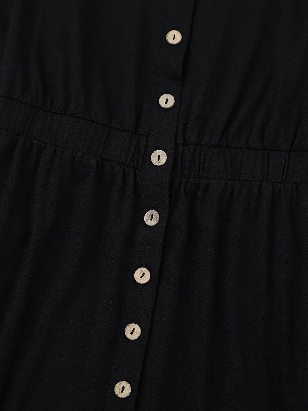 Elegant Black Long Sleeve Dress with Button Detail