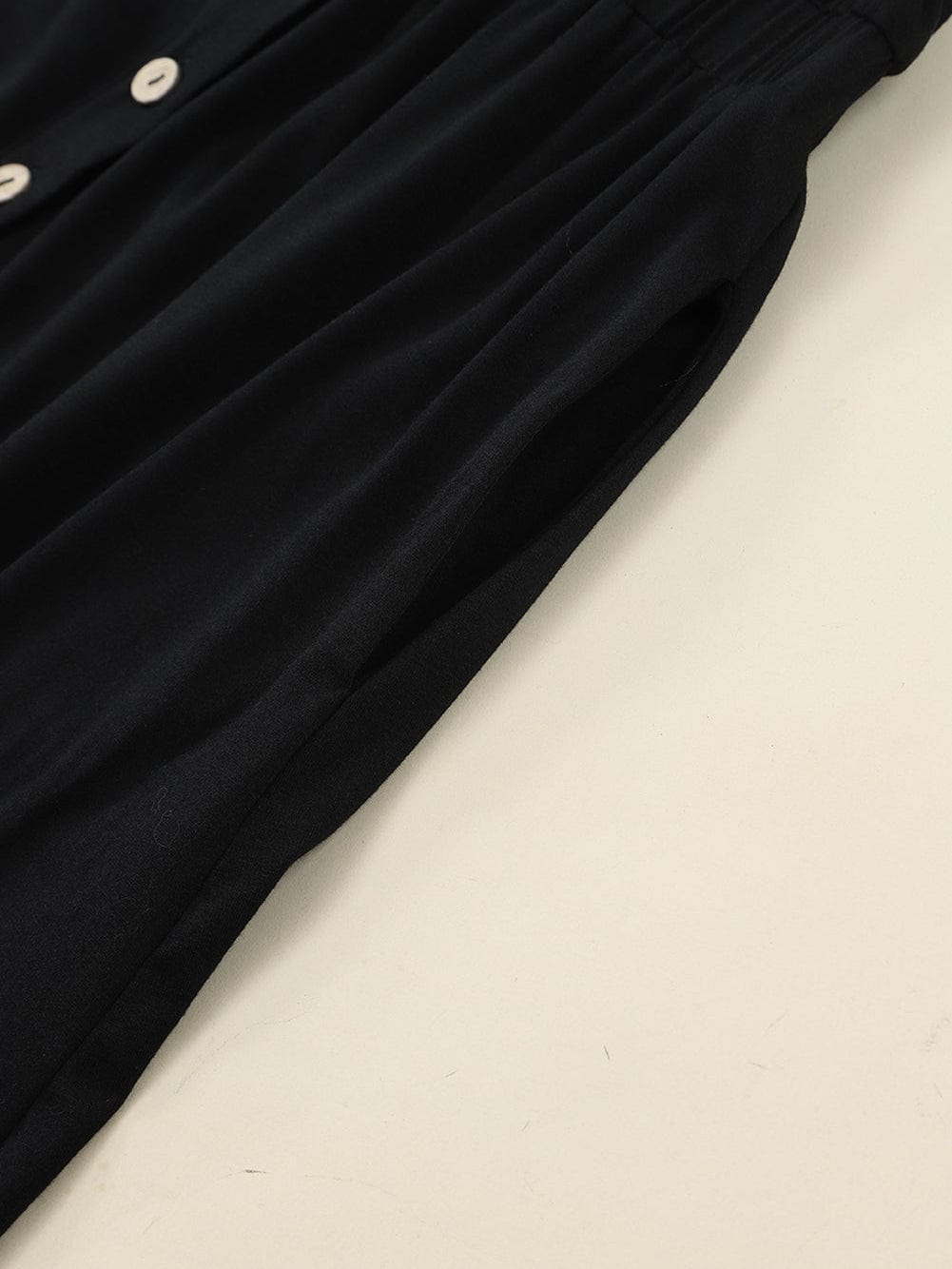 Elegant Black Long Sleeve Dress with Button Detail