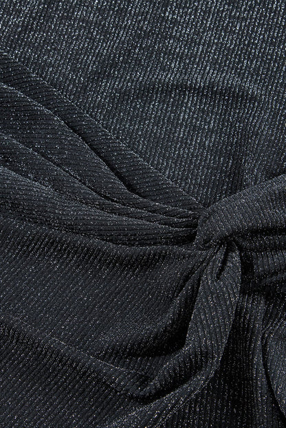 Elegant Black Metallic Twist Mini Dress with Sheath Silhouette