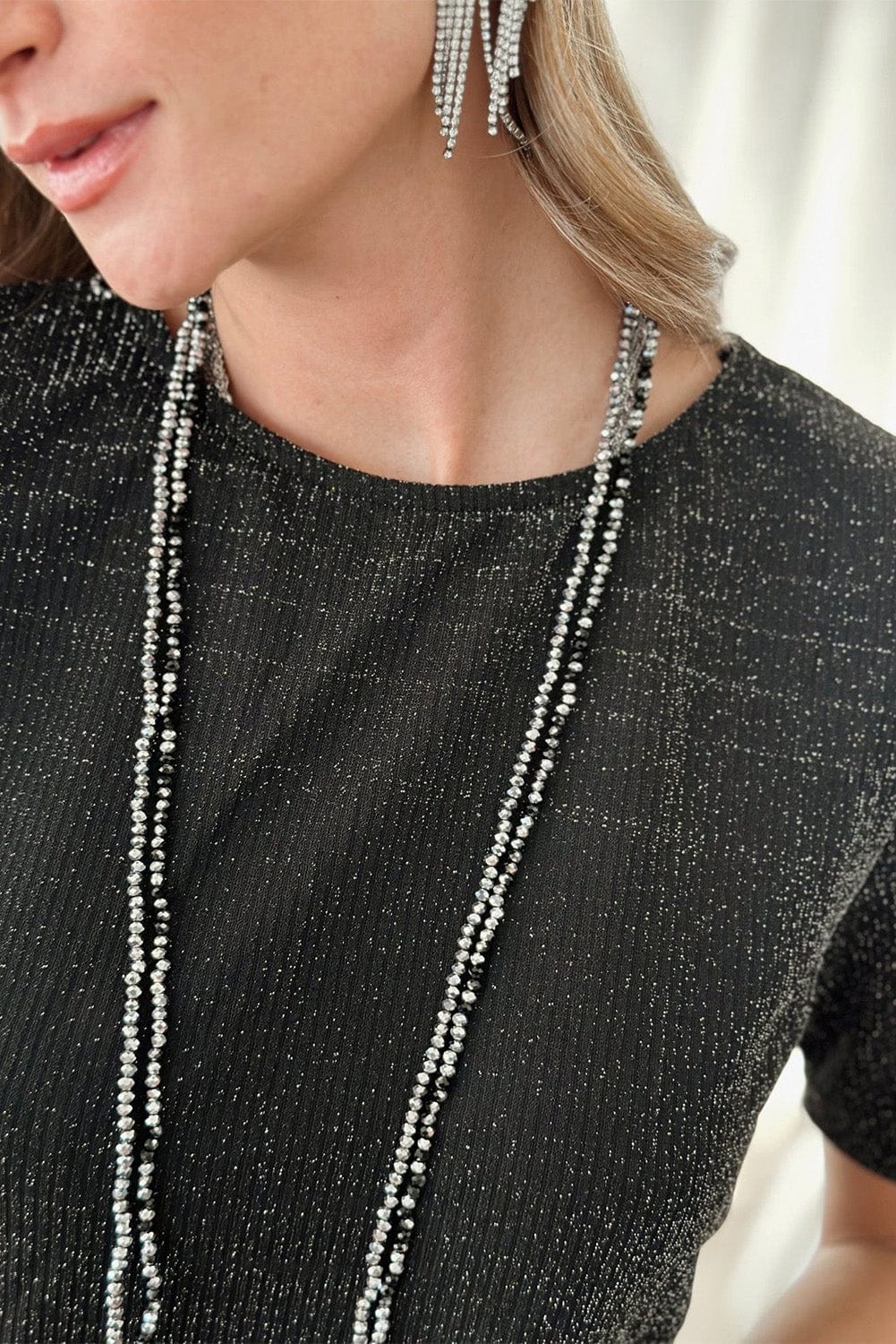 Elegant Black Metallic Twist Mini Dress with Sheath Silhouette