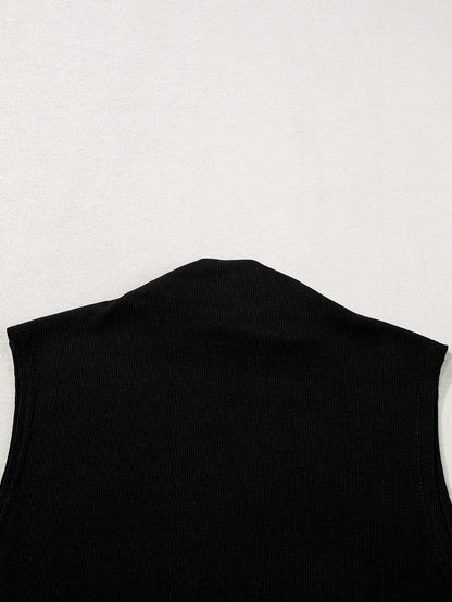 Elegant Black Mock Neck Sleeveless Top