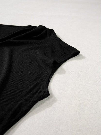 Elegant Black Mock Neck Sleeveless Top