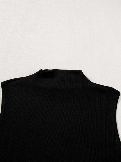 Elegant Black Mock Neck Sleeveless Top