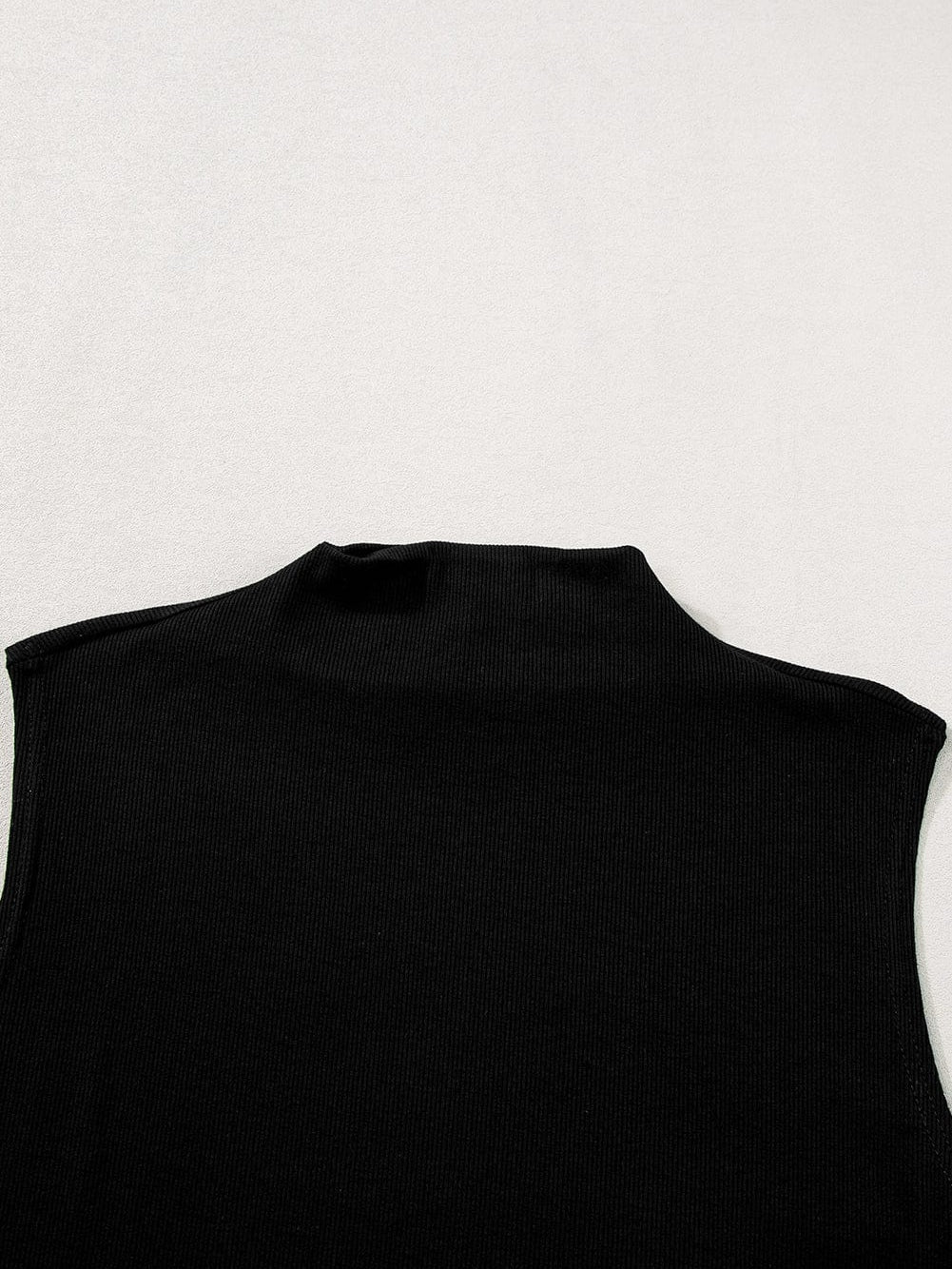 Elegant Black Mock Neck Sleeveless Top
