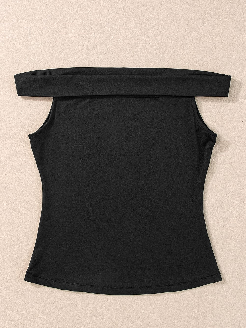Elegant Black Off-Shoulder Folded Slim Fit Top