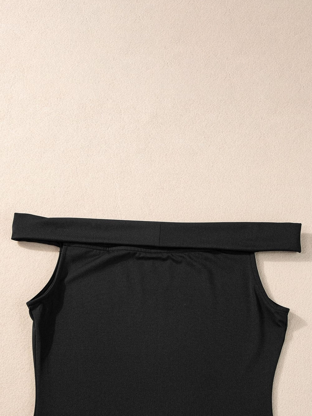 Elegant Black Off-Shoulder Folded Slim Fit Top