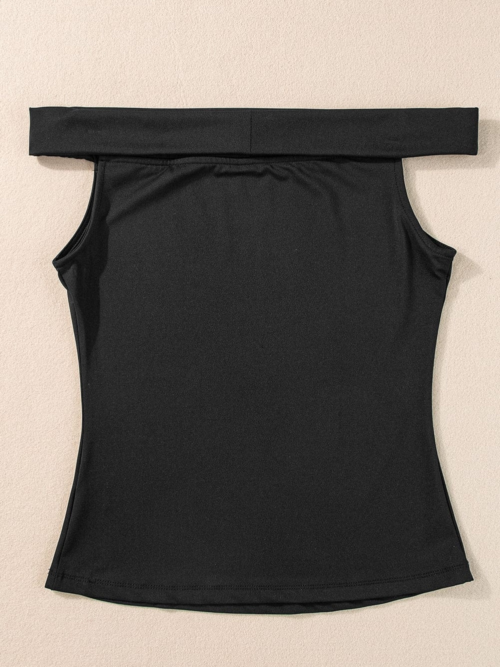 Elegant Black Off-Shoulder Folded Slim Fit Top