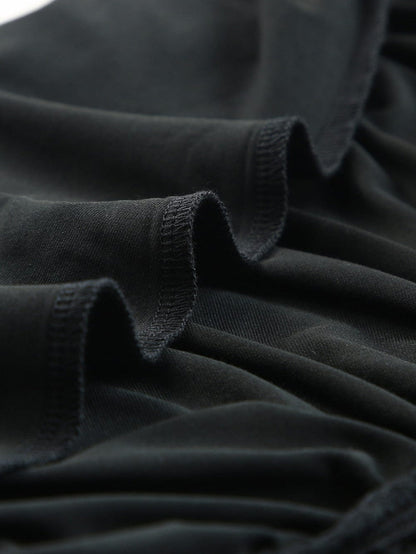 Elegant Black One-shoulder Bodycon Dress with Ruched Detail