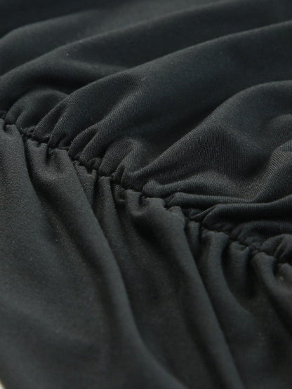 Elegant Black One-shoulder Bodycon Dress with Ruched Detail