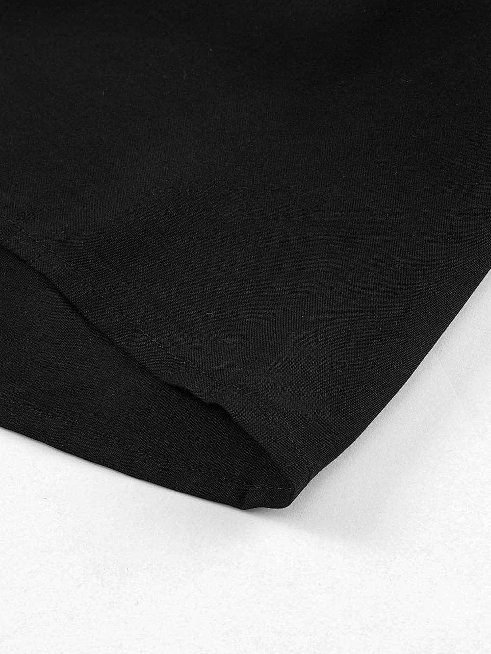 Elegant Black Patchwork Smocked Mini Dress with Color Block Detail