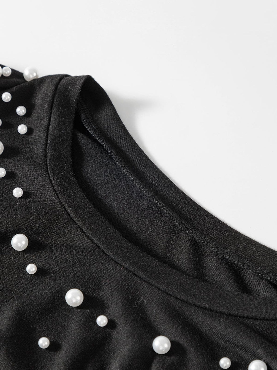 Elegant Black Pearl Shoulder Pad Tank Top