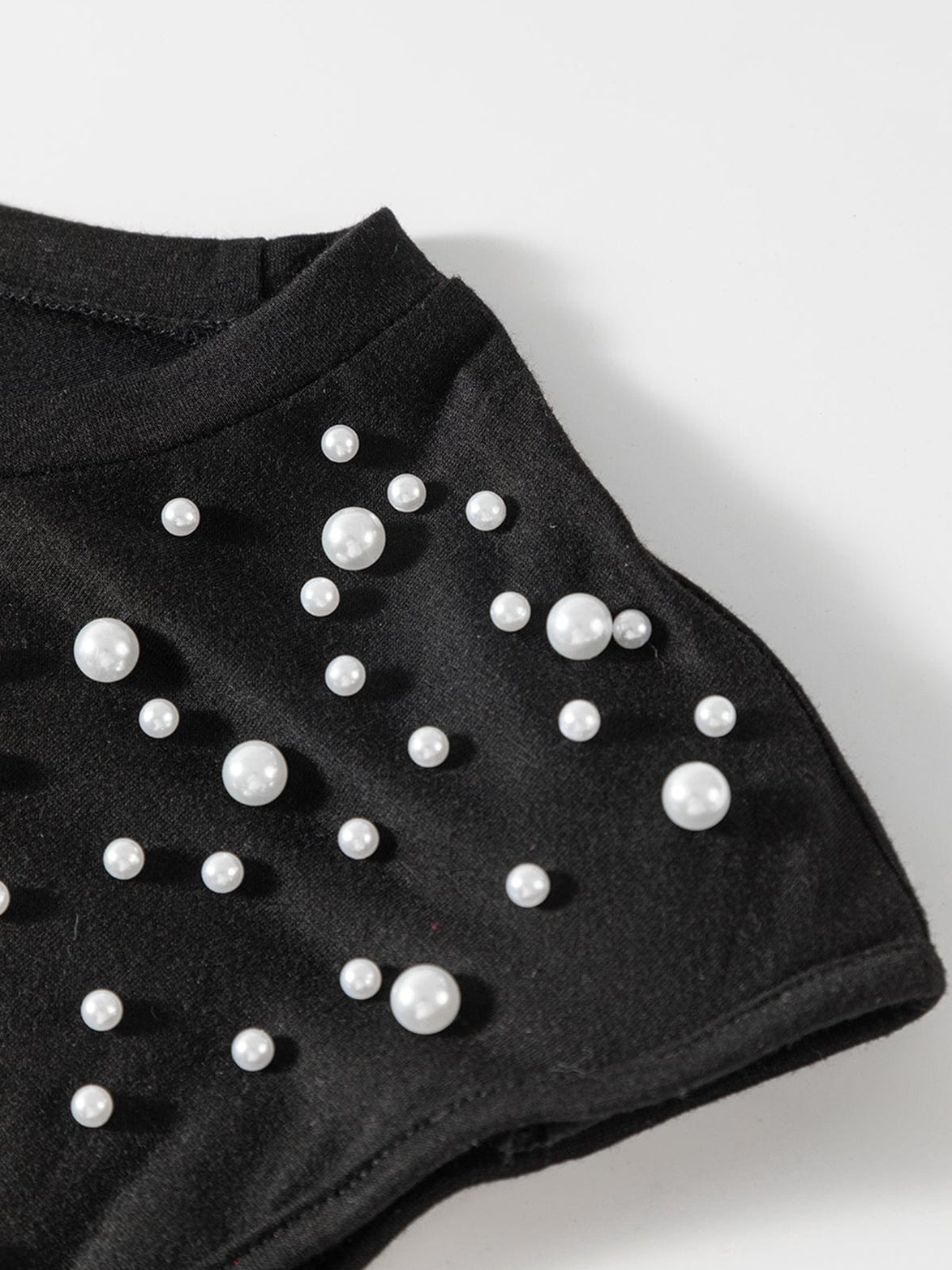 Elegant Black Pearl Shoulder Pad Tank Top