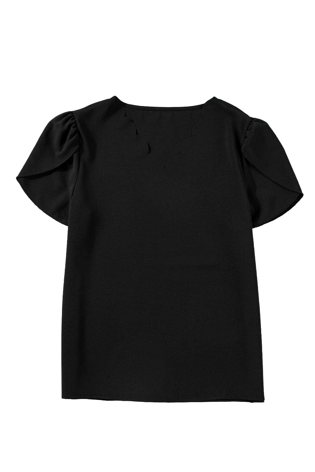 Elegant Black Petal Sleeve V-Neck Top