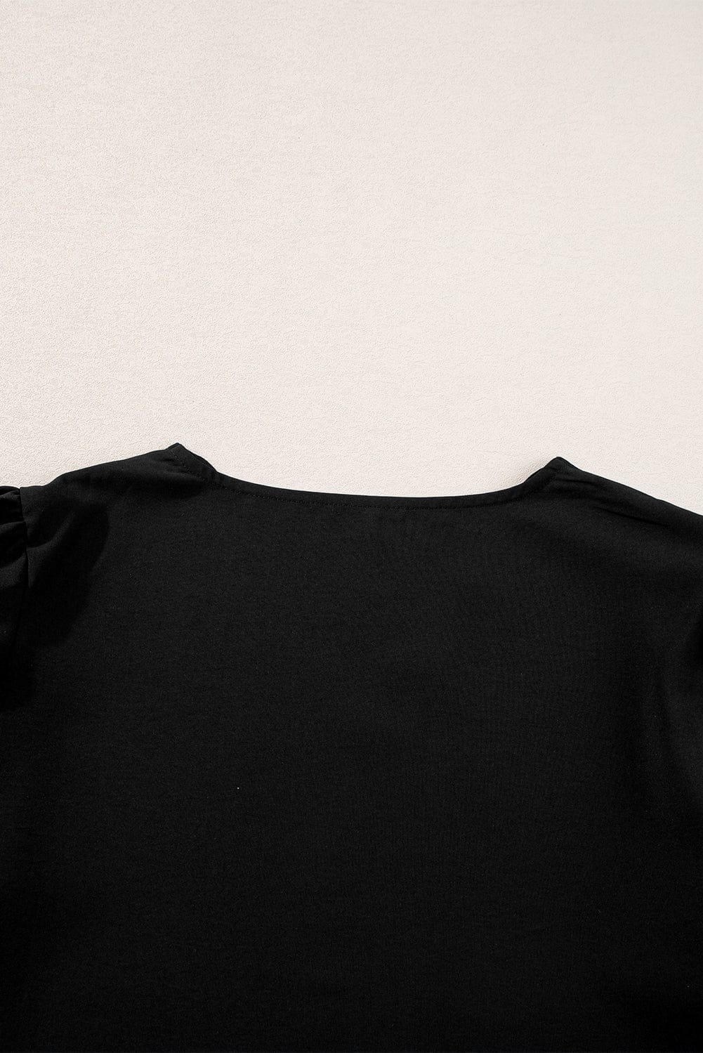 Elegant Black Petal Sleeve V-Neck Top