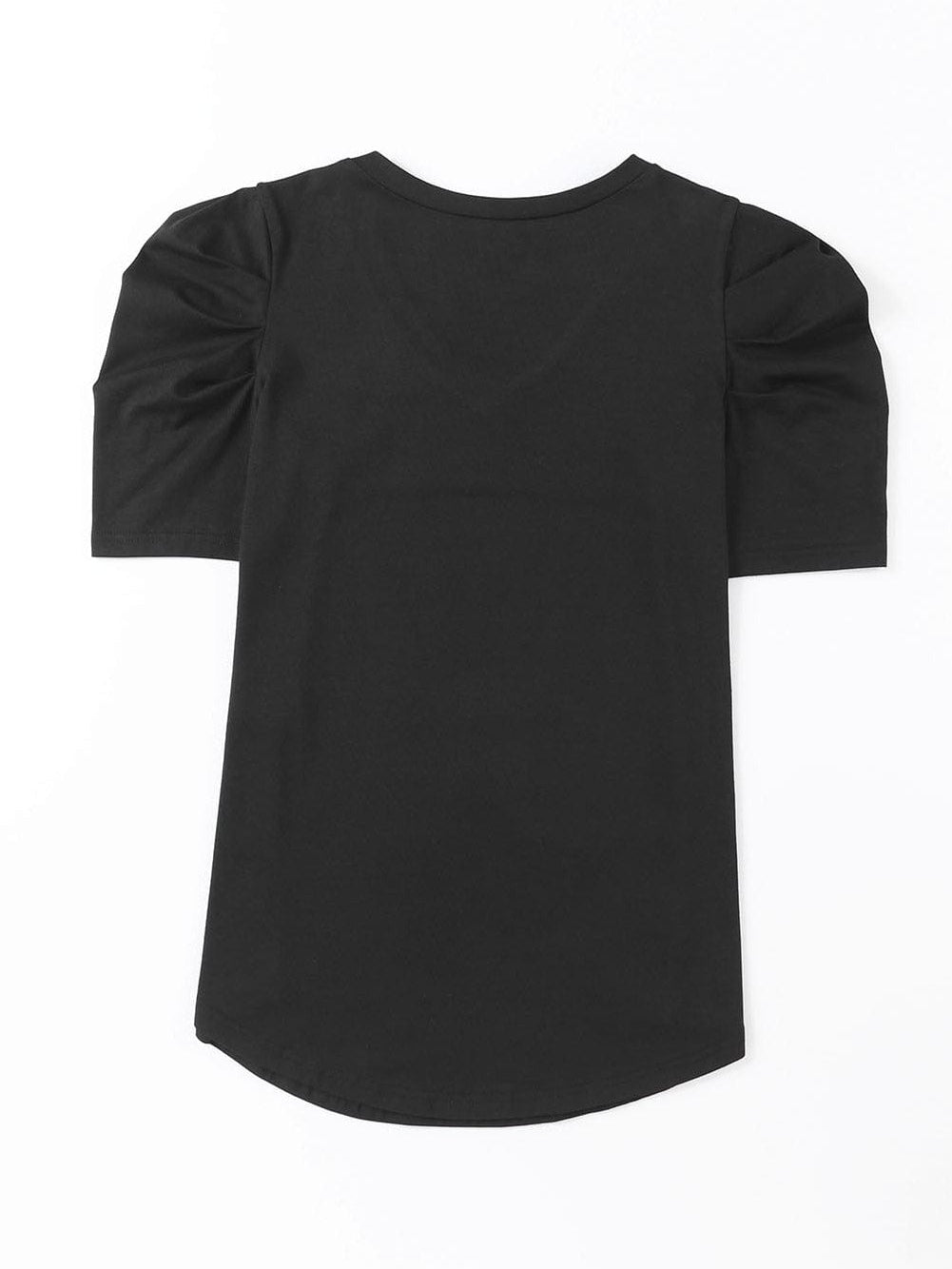 Elegant Black Puff Sleeve V-Neck Top