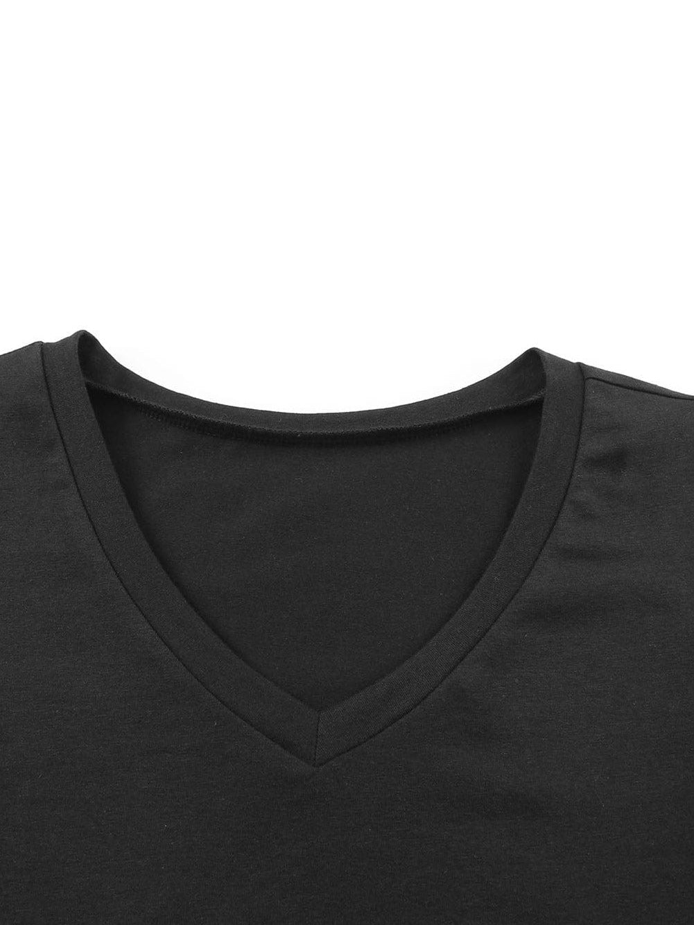 Elegant Black Puff Sleeve V-Neck Top