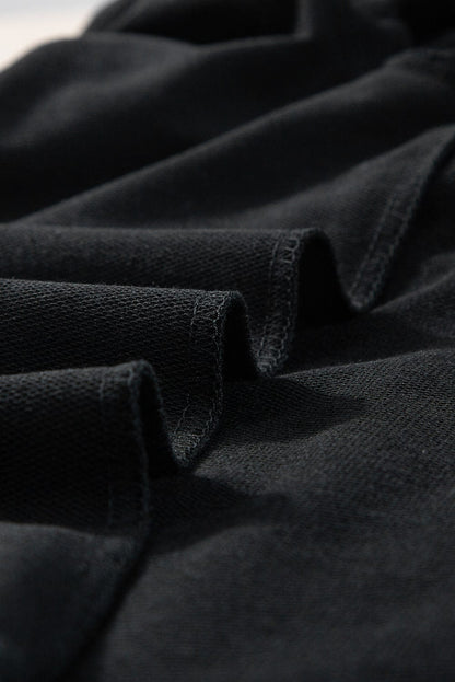 Elegant Black Rhinestone Pearl Embellished Puff Sleeve Blouse