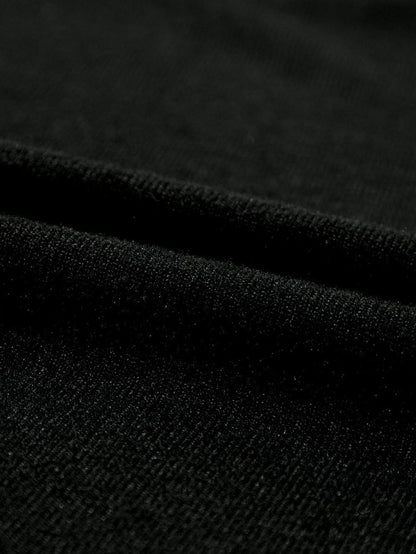 Elegant Black Ribbed Bishop Sleeve Knit Top