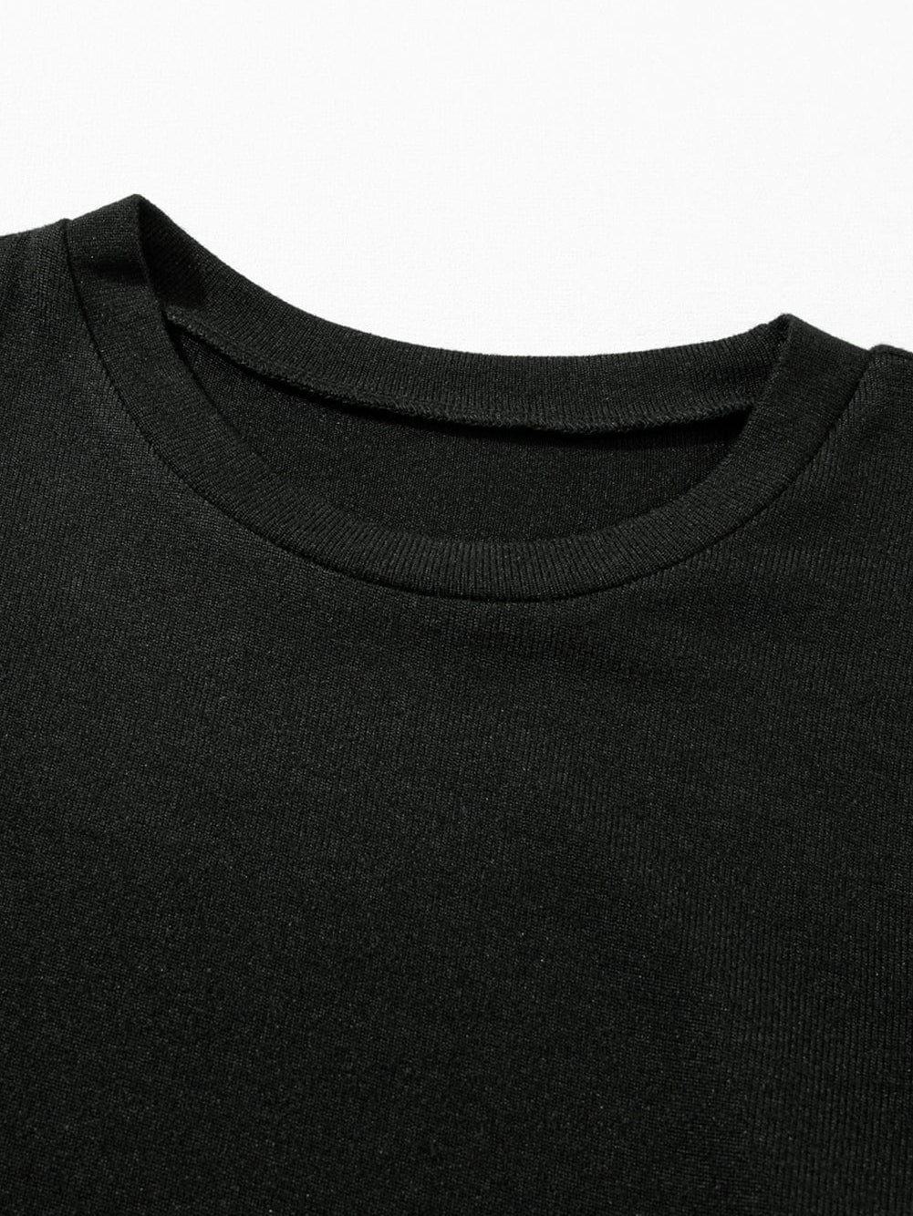 Elegant Black Ribbed Bishop Sleeve Knit Top