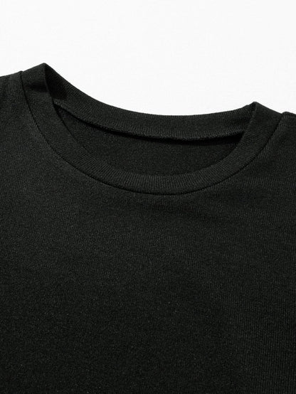 Elegant Black Ribbed Bishop Sleeve Knit Top