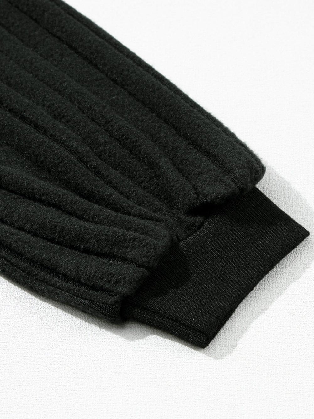 Elegant Black Ribbed Bishop Sleeve Knit Top