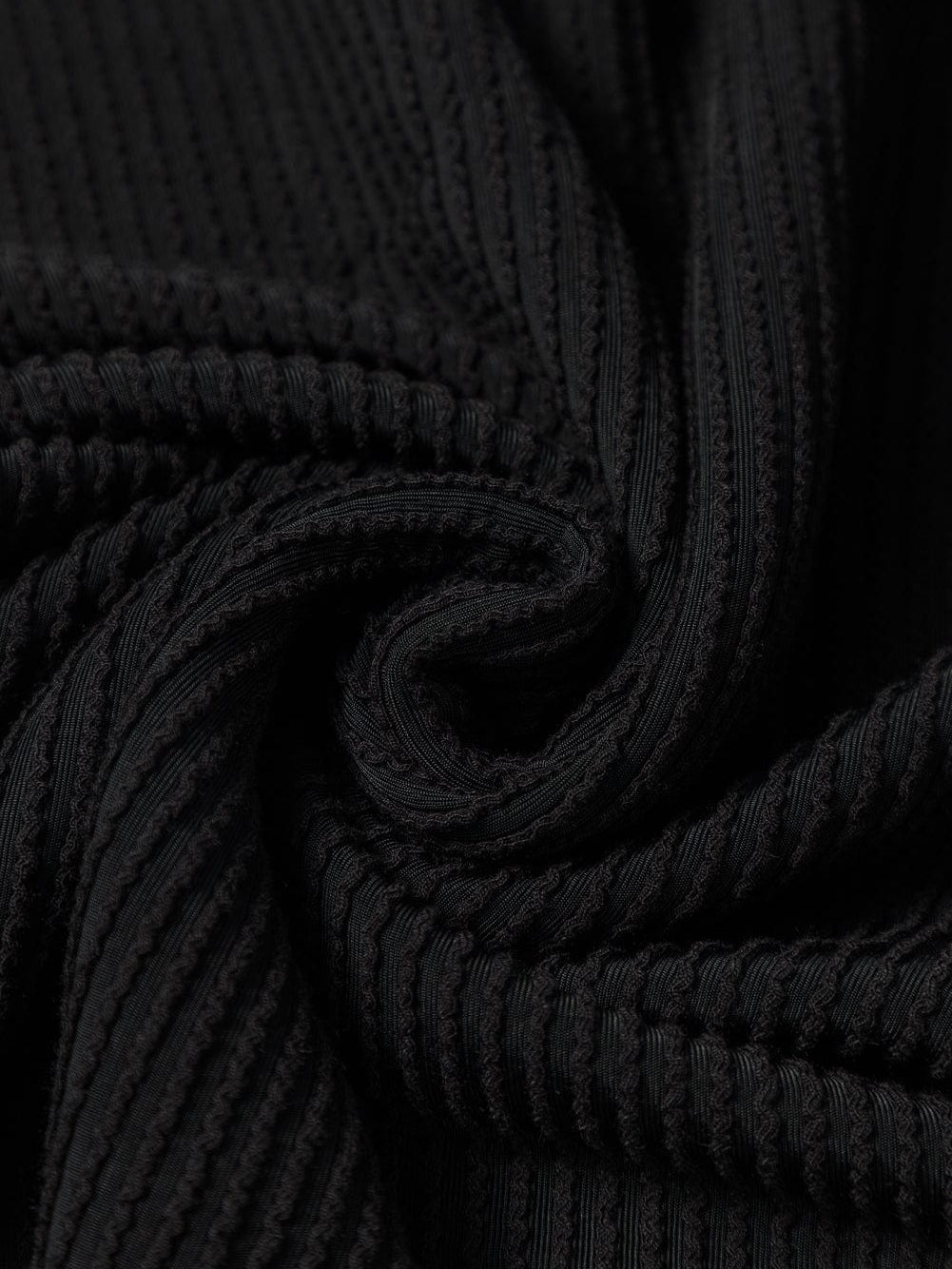 Elegant Black Ribbed Twist Detail Maxi Dress