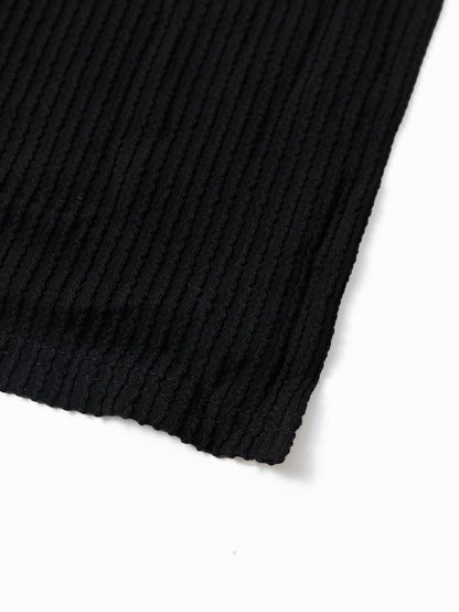 Elegant Black Ribbed Twist Detail Maxi Dress