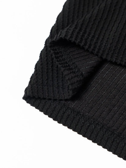 Elegant Black Ribbed Twist Detail Maxi Dress