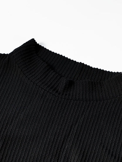 Elegant Black Ribbed Twist Detail Maxi Dress