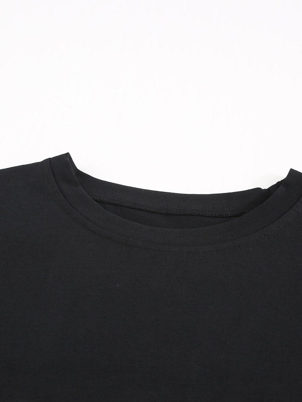 Elegant Black Ruffle Sleeve Tee with Hollow Out Design