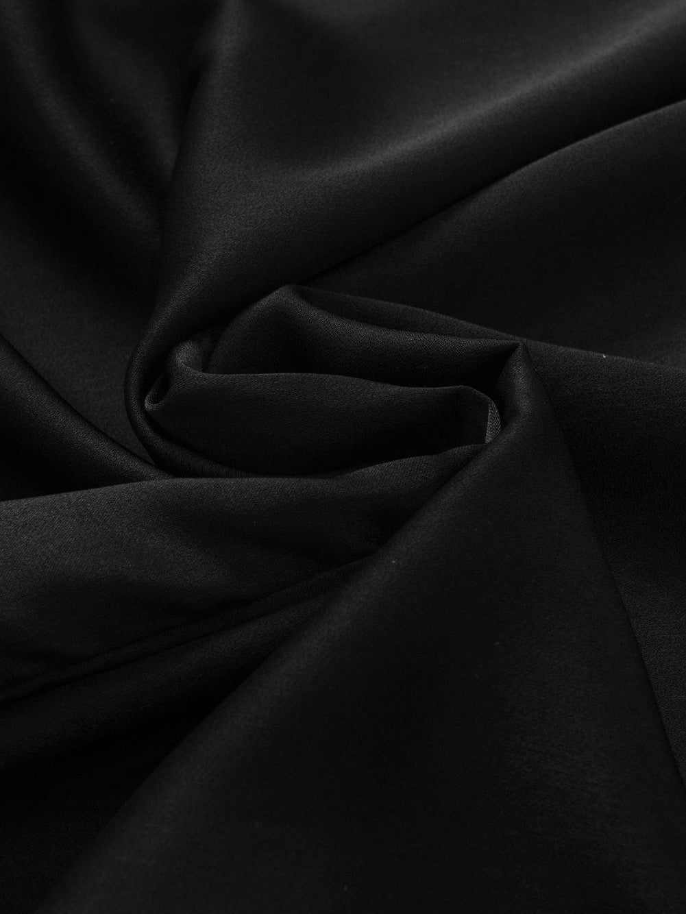 Elegant Black Satin Dolman Sleeve Blouse