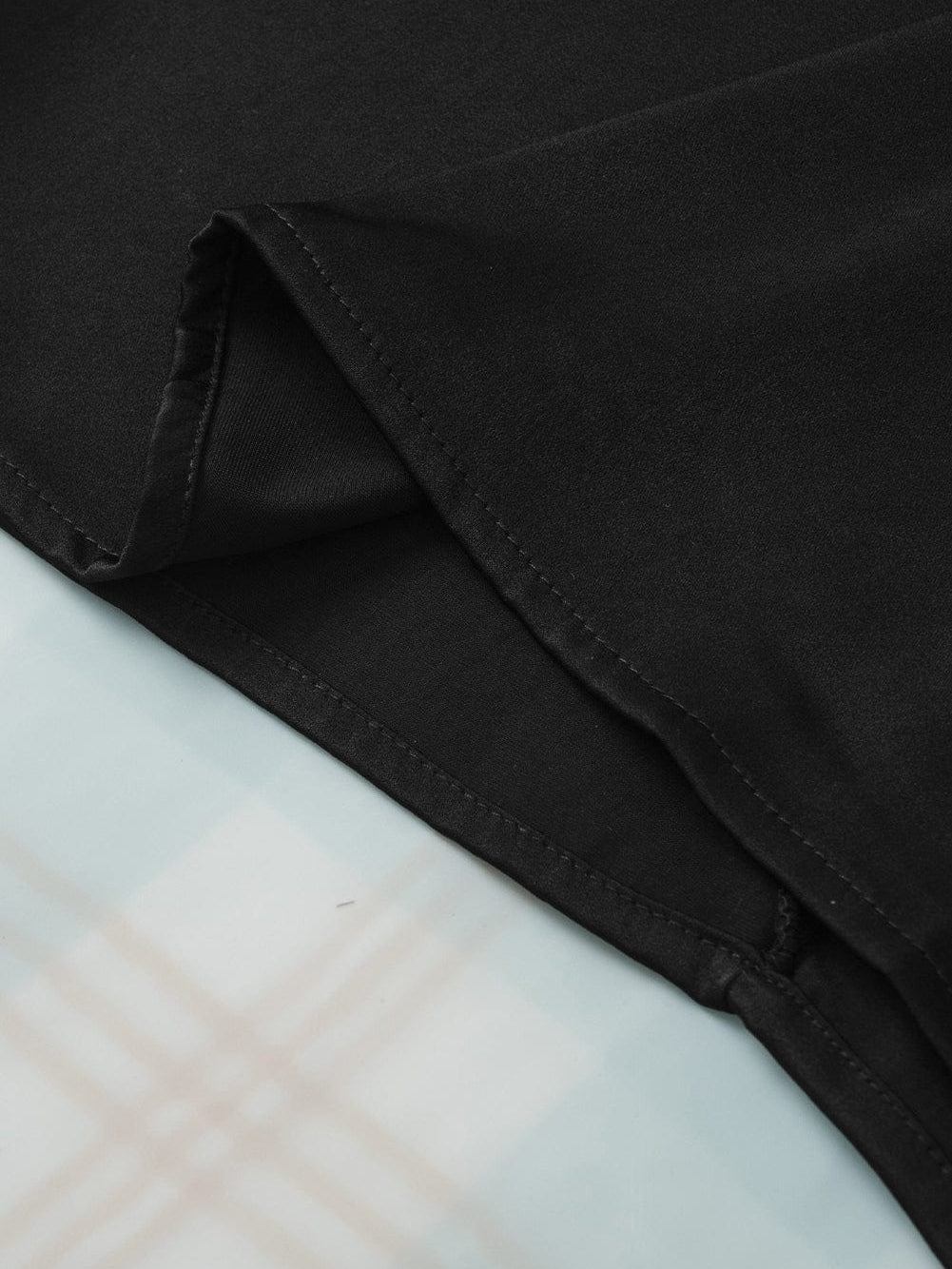 Elegant Black Satin Dolman Sleeve Blouse