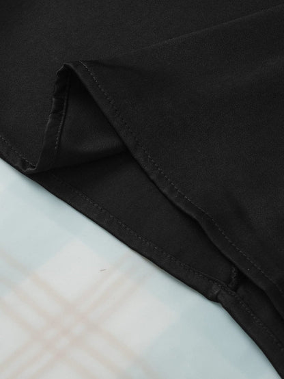 Elegant Black Satin Dolman Sleeve Blouse