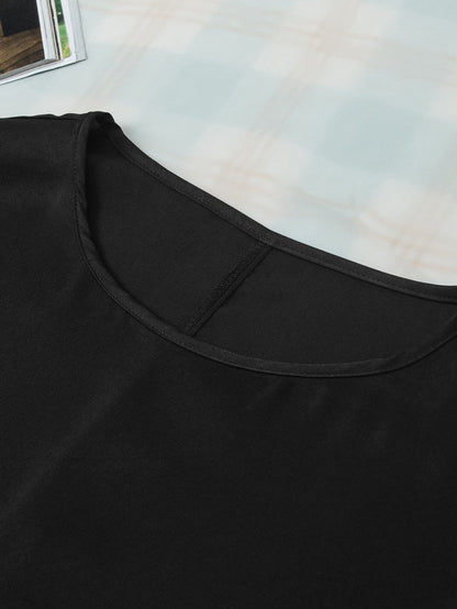 Elegant Black Satin Dolman Sleeve Blouse