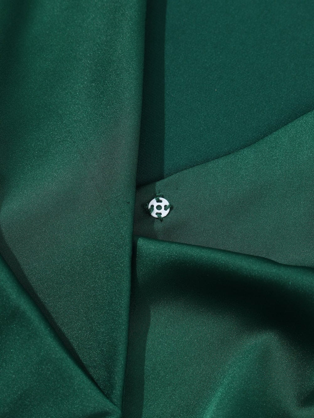 Elegant Black Satin V Neck Knot Blouse in Green